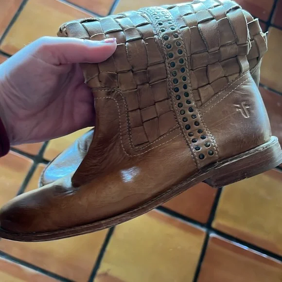 Frye Paige leather woven boots camel - Picture 5 of 8